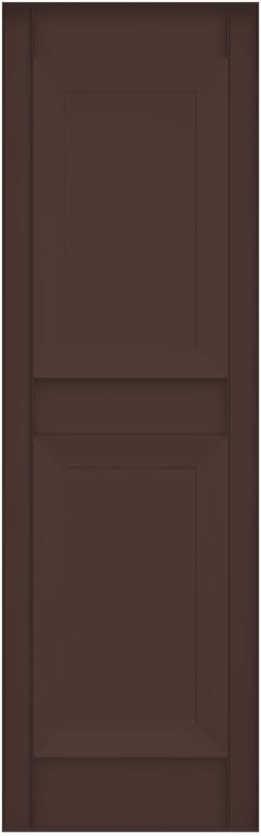 Ekena Millwork Lifetime Vinyl LP2S12X03500FB Standard Two Equal Panel Vinyls, Raised Panel Vinyl Shutters, w/Installation Shutter-Lok's & Matching Screws (Per Pair), 12"W x 35"H, Federal Brown