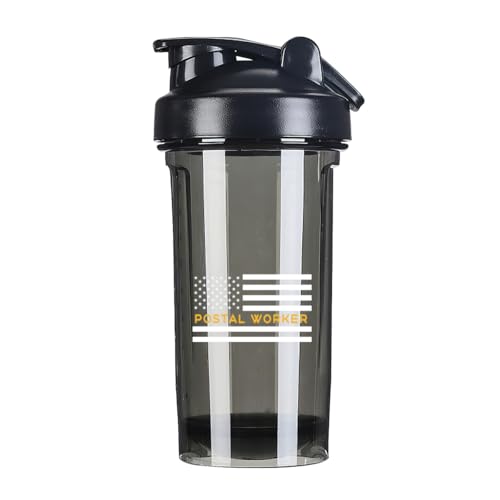Postal Worker America Flag 18 Ounce Shaker Bottle Drink Mixer Leak-proof Pre Workout Protein Shakes Meal Replacement Shakes Bottles 500ML/18 Oz Black&-3