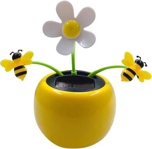 Solar Dancing Flower, Car Dashboard Ornament, Sunflower with Honey Bee Swinging Decoration, Solar Power Kits, Shaking Head Figure Interior Decoration Desktop Ornaments