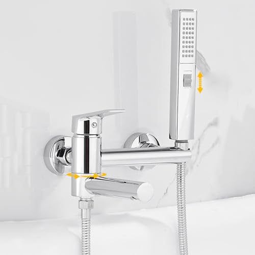 Ensemble de Robinet de Douche Mural Chromé avec Flexible et Douchette