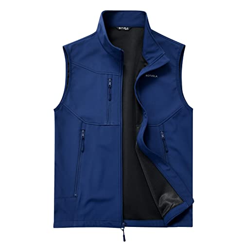 Botvela Men's Full Zip Sleeveless Jacket Breathable Outdoor Vest For Travel Sports Outwear With Pockets (Xx-Large, Navy) #TOP29