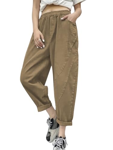 Image of Leriya Fashion Trouser for Women High Waist Wide Leg | Grey Trousers Office Wear Pleated Korean Pants for Womens | Loose Fit Korean Baggy Trouser Pant