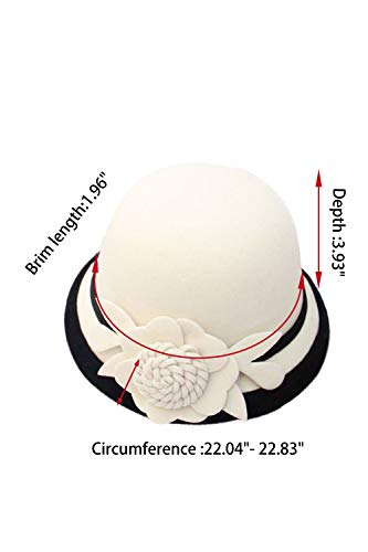 Zonsaoja USZON83016-WHITE-F Women'S Cloche Hat 1920S Winter Bucket Hat Vintage Church Elegant Flower White F thumb #4