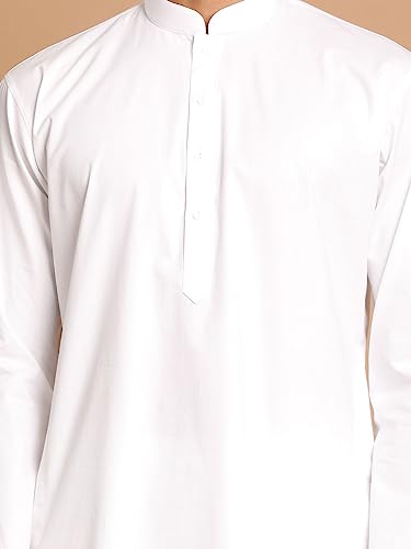 Image of VASTRAMAY Men's White Pure Cotton Kurta Pyjama Set VASMKWH000nPANT001WHnC 42