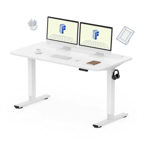Image of SE1 / Flexi Spot EN1 Electric Height Adjustable Desk | 2 Year Warranty | 4 Memory Pre-Set | Adjustable Length (White-White, 160x75CM)