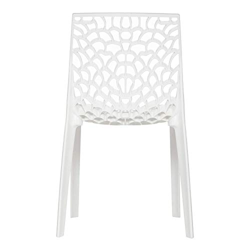 Image of Supreme Web Plastic Chair |Armless Chair for Dining Room Set, Home, Cafe & Outdoor Use |Weight Bearing Upto 220kgs(Color: White; Set of 4)