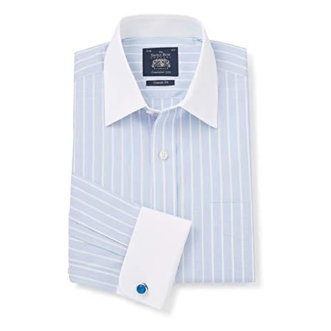 The Savile Row Company London Camisa formal de popelina de algodón de ajuste clásico para hombre Cover