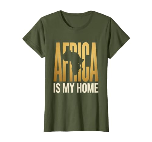 Africa Is My Home African Pride Graphic Design T-Shirt, Women, Olive Green, Small