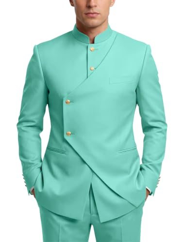 Mint Green Chinese Traditional Suit Blazer Pants Set Formal Wedding Suits for Men Mandarin Collar Tuxedo Prom Suits 5XL
