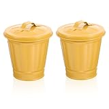 Gadpiparty 2 piezas Cubos de Basura Mini Galvanizados con Tapa Baldes de Metal Resistentes para Escritorio y Cocina Contenedor Portátil para Basura y Almacenamiento Oficina y Hogar de Color