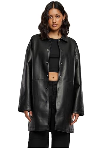 Urban Classics Abrigo mujer de piel artificial Mujer Abrigo imitación Piel Negro M 100% viscosa