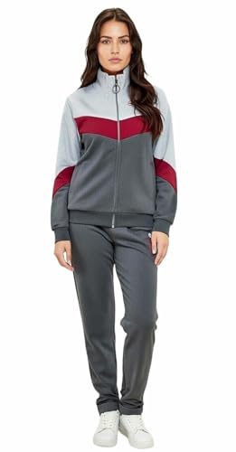 Lotto Tuta Donna Invernale Completa con Zip Intera - Tuta Donna Invernale Sportiva in Felpa di Cotone Garzato - Tuta Donna Completa Grigio (L)