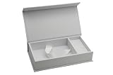 Elegant Foto-Box mit USB Slot. Geschenkbox für USB-Sticks und Fotoabzüge 10x15 cm, Aufbewahrungsbox Hochzeitsbox, Erinnerungsbox, Fotogeschenk (Weiss, 23x13 cm)