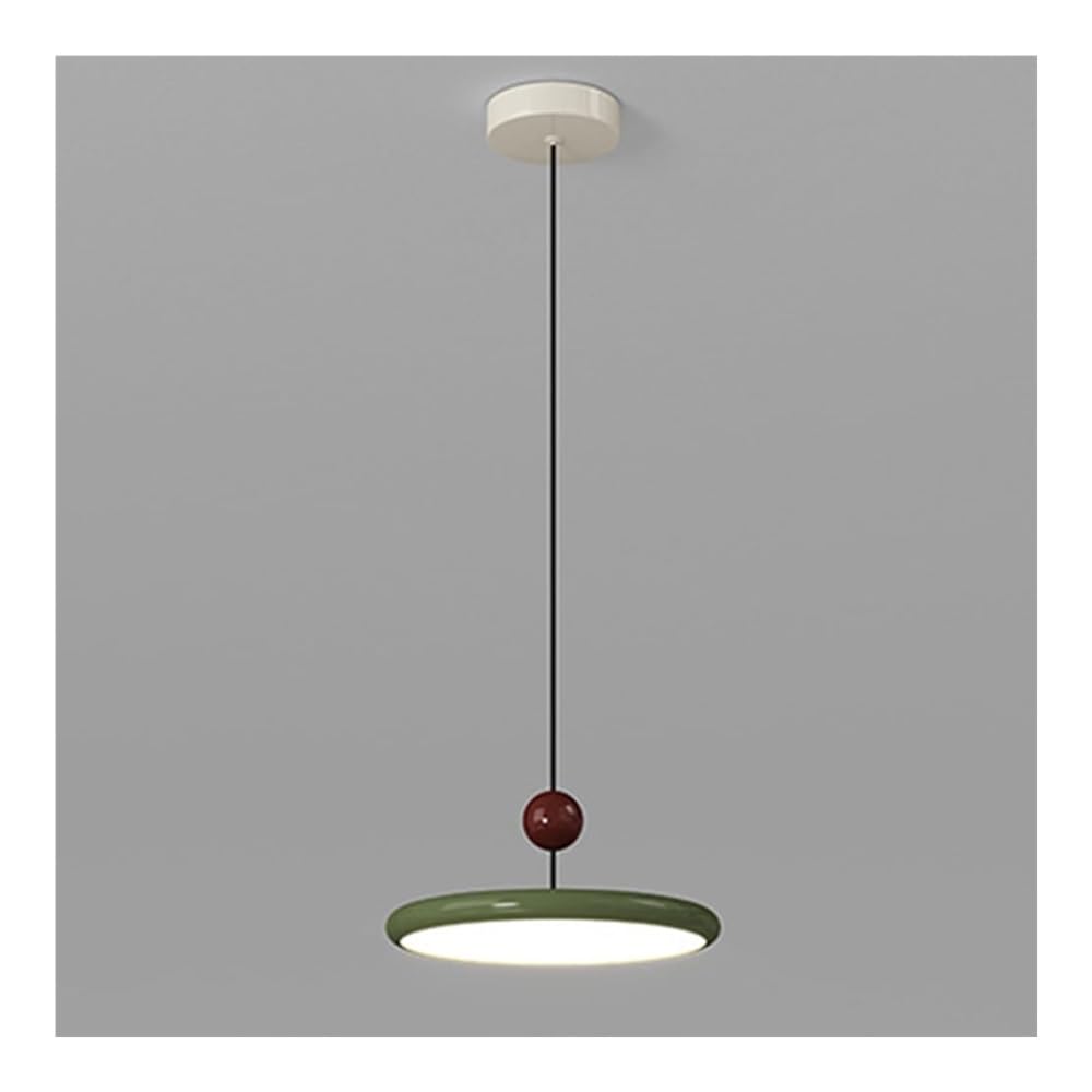 Plafonnier réglable en hauteur vert et crème, lustre LED à intensité variable chic