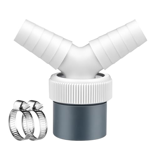 0.7–0.95in Washing Machine Drain Adapter, Plastic Appliance Inlet Hose Y-Piece Splitter Connector Drain Adaptor Dishwasher Y Connection Adapter with Hose Clamp for Dishwasher Tumble Washing Machine