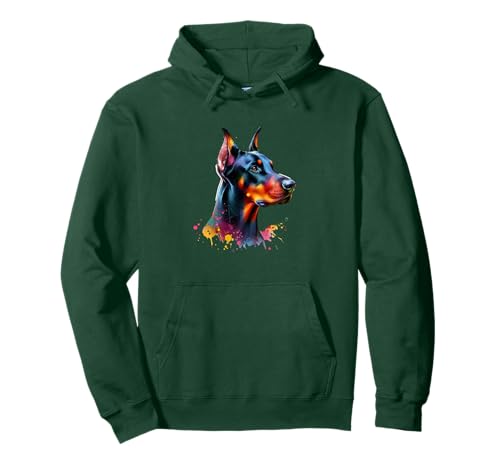 Dobermann Hund Cool Art Hunde Wasserfarben Dobermann Pullover Hoodie