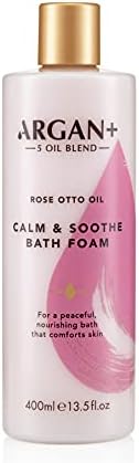 Argan+ Calm & Soothe Bath Foam, Rose Otto Oil Vegan Bubble Bath, 400ml