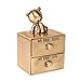 Hometu Metal Baby First Tooth and Curl Keepsake Box - Mini Bear Bottle Teeth Fairy Holder Storage Container for Kids Child Gold