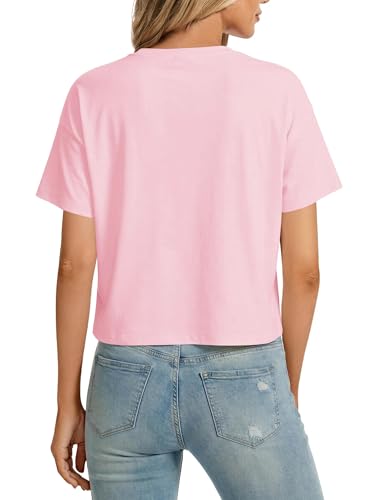 Image of SMENG Women's Workout Crop Tops UPF50+ Cotton Soft Breathable Tshirt Loose Short Sleeve Yoga Athletic Shirt