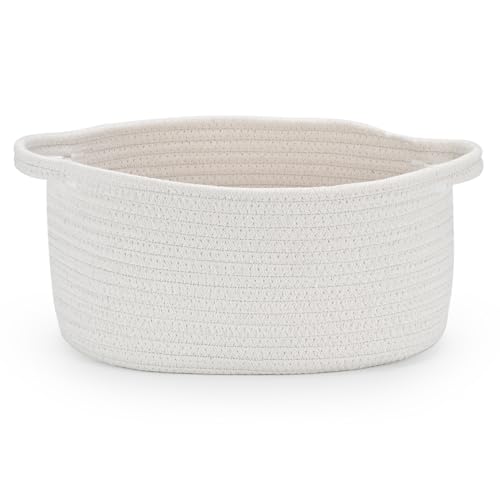 Happyiren Medium Woven Cotton Rope Basket with Handle Empty Decorative Gift...