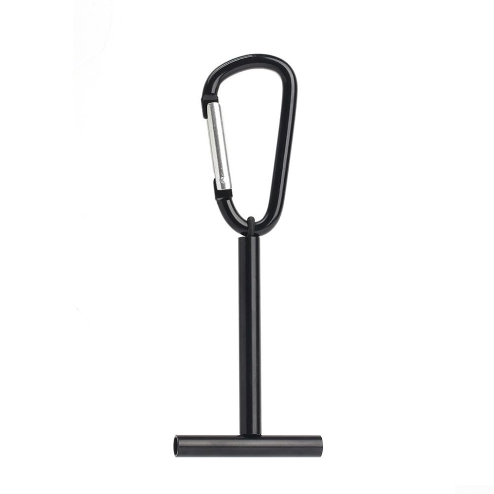 Black Aluminum Fly Fishing Tippet Holder T Spool Design for Leaders Dispensing Line Organizer with Bungee Cord Easy Deploy Lightweight 25g 16.5 * 6cm for Vest Chest Pack Lanyard