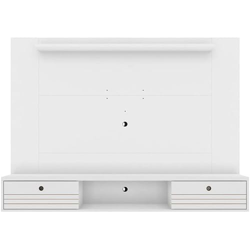 Manhattan Comfort Liberty 70.86 Floating Wall Entertainment Center with Overhead Shelf in White