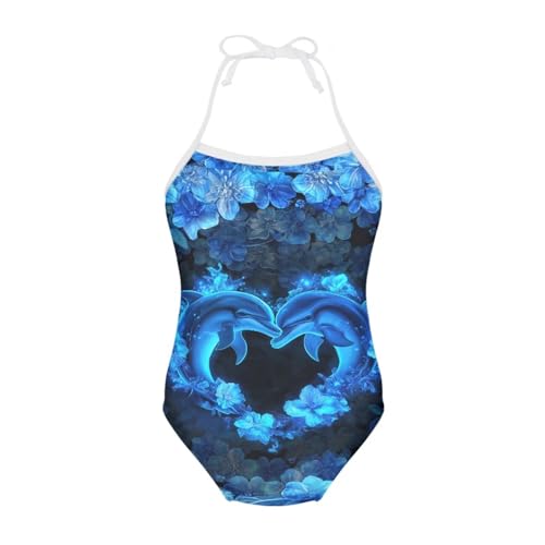 Image of One Piece Swimsuit for Girls Beach Bathing Suit Halter Straps Sports Swimwear for 1-10 Year Toddler Kids