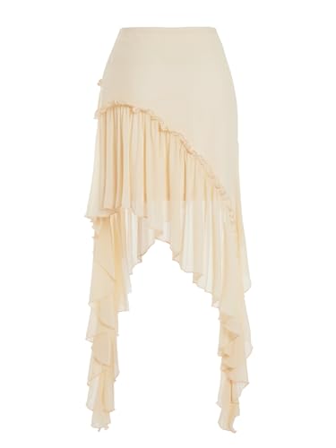 Verdusa Women's Boho Asymmetrical Ruffle Skirt Flowy High Waist Western Mini Skirt2