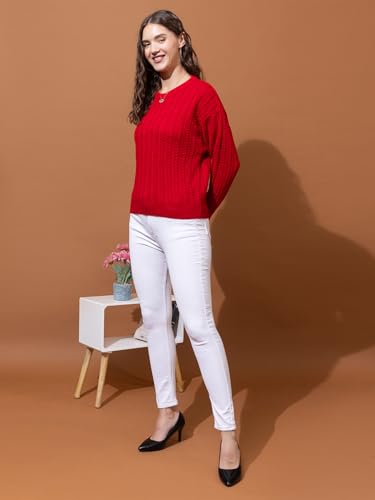 Image of Women's Cable Knit Woolen Pullover | Full Sleeve Round Neck Winterwear | Soft & Stylish Warm Sweater for Girls & Ladies