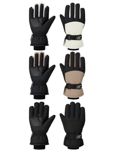Image of Bencailor 3 Pairs Kids Ski Gloves Children Winter Gloves