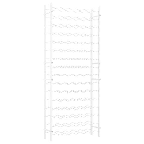 vidaXL White Metal Wine Rack - Freestanding Bottle Holder Stand, 96-Bottle Capacity, Modern Storage Organizer - 25.2x8.7x61.8
