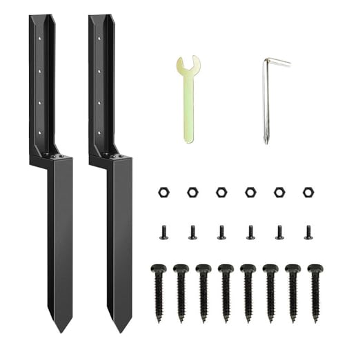 Kit de reparación de postes de cerca, 2 estacas de metal gruesas, soporte resistente, punta de acero galvanizado, estabilizador de fijación rápida para postes de madera rotos
