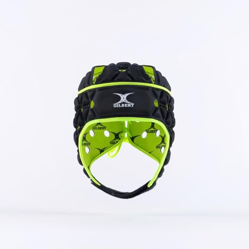 Gilbert- Air Black/Green Casco Rugby, Adultos Unisex, Negro/Verde, Medium