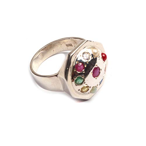 Bague de méditation en argent 925 avec dix pierres naturelles - 2