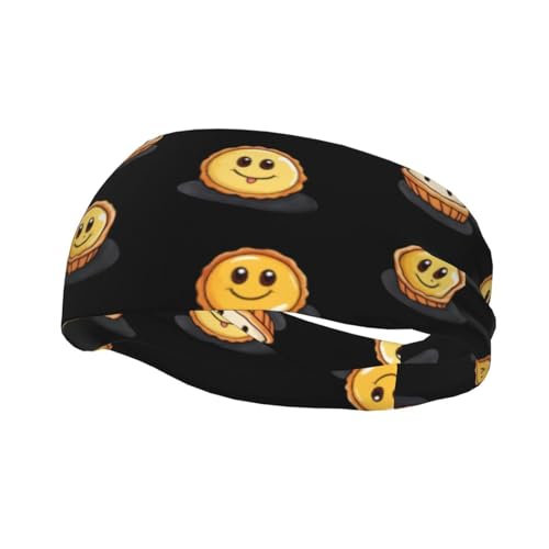 Banda deportiva decorativa para el sudor de HJFCZH con dibujos animados de tartaleta de huevo, estampado elástico que absorbe la humedad, adecuado para ciclismo, yoga, correr