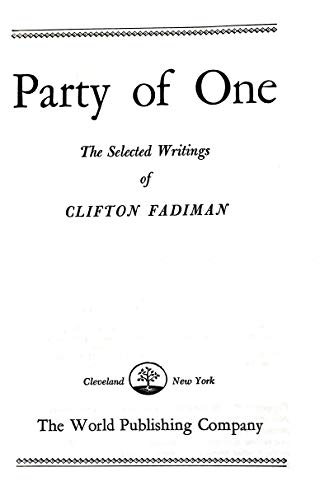 Party of One: The Selected Writings of Clifton ... B0007DVGWQ Book Cover