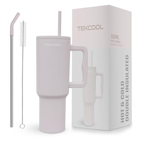 Image of Tumbler with lid and Straw 1200ML Cup Stainless Steel Hot and Cold with Handle and Lid 2 Straw Vacuum Insulated Tumbler for Water, Iced Tea or Coffee Office Gym Travelling