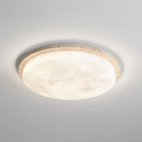 Plafonnier LED Dimmable Travertin Jaune : Sublimez votre Salon Wabi Sabi avec ce Lustre Lune 52CM