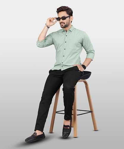 Image of Men's Cotton Full Sleeve Shirt | Regular Fit Casual & Formal Wear with Patch Pocket