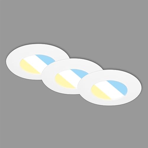 BRILONER – 3er Set LED Einbaulampe Badezimmer, IP44, Einbauleuchte, Deckenspots, Lichtfarbe einstellbar, Deckenlampe 4,9 Watt, Deckenleuchte 68x30mm (DxH), weiß