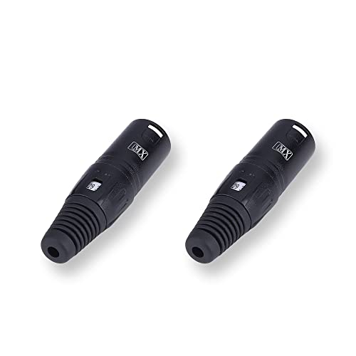 Image of MX 3 Pin XLR connector Microphone Connector pin Pure Copper Nickel Plated Pins1 for High Conductivity microphone cable connector PERENT (3 PIN BLACK COATED, Pack of 2, Male Connector)