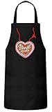 ShirtStreet Gaudi Wiesn Oktoberfest Frauen Herren Barbecue Baumwoll Grillschürze Kochschürze Lebkuchenherz Dirndl Ersatz, Größe: OneSize,Schwarz