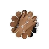 Katshdan Pulsera esclava de flor de cristal para mujer, anillo de dedo con diamantes de imitación, pulsera de cadena de mano de cristal dorado, pulseras de anillo (Plata)