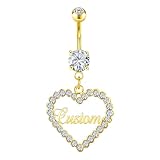 MOTICIUS Custom Belly Button Ring for Women Personalized Name Belly Ring with Heart Personalized Navel Piercing Jewelry Custom Navel Rings Gifts (Gold)