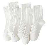 ACCFOD White Crew Socks for Women, Soft Thin Cotton Socks for Women Girls - Size 5-9