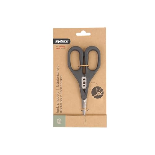 Image of Zyliss Herb Snippers with Integrated Stem Stripper - Precision Blade Kitchen Scissors for Fresh Herbs, Parsley, Cilantro & Chives - Ergonomic Wheat Straw Handle, Left /Right-Handed, Dishwasher Safe