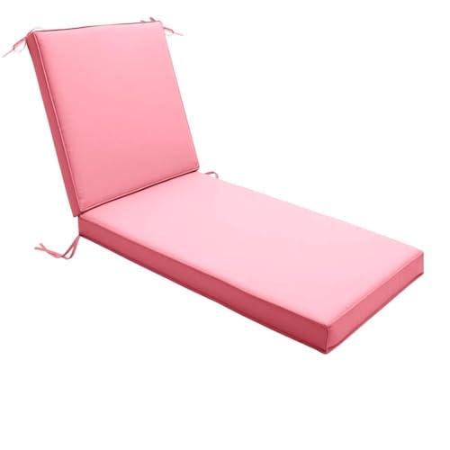 Waterproof Thick Soft Sun Lounger Cushion Set - 2 Pack Replacement Cushions for Deck Chairs Steamer Chairs & Sunbeds with Non-Slip Ties Light Pink 188x58x5cm