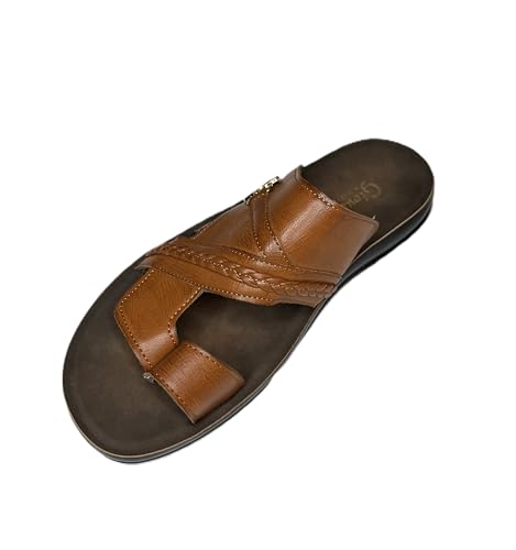Giovanni Men's Genuine Leather Slip-On Sandals – Handmade Open-Toe Comfort Slides with Cushioned Sole & Braided Strap Design3