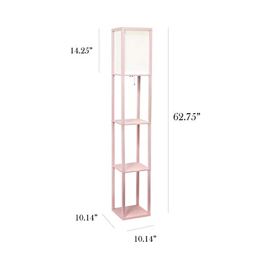 Simple Designs Lf1014-Lpk Etagere Organizer Storage Shelf Linen Shade Floor Lamp, Light Pink #TOP3
