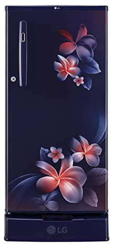 Image of LG 190L 2 Star Direct-Cool Single Door Refrigerator (GL-D199OBPC, Blue Plumeria, Base stand with Drawer)